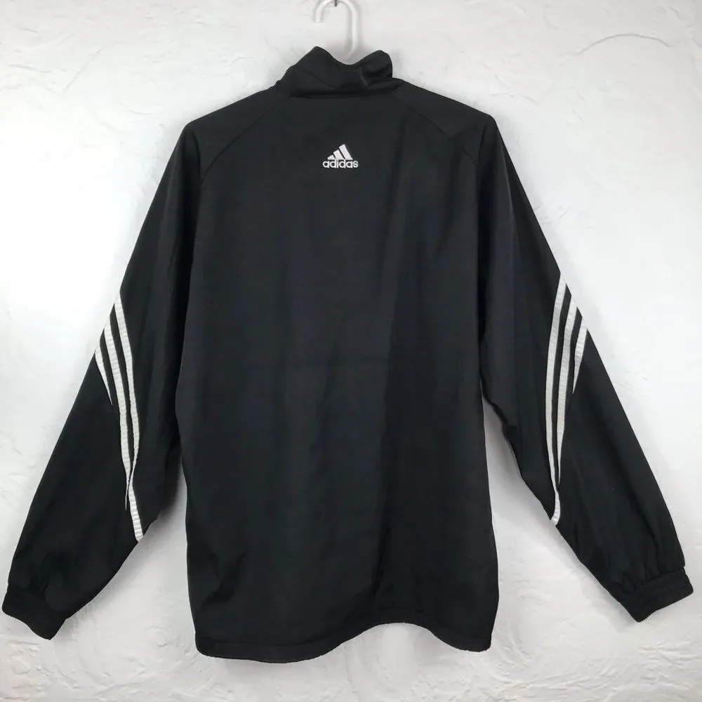 Adidas Black Vintage Track Jacket White Stripes-XL